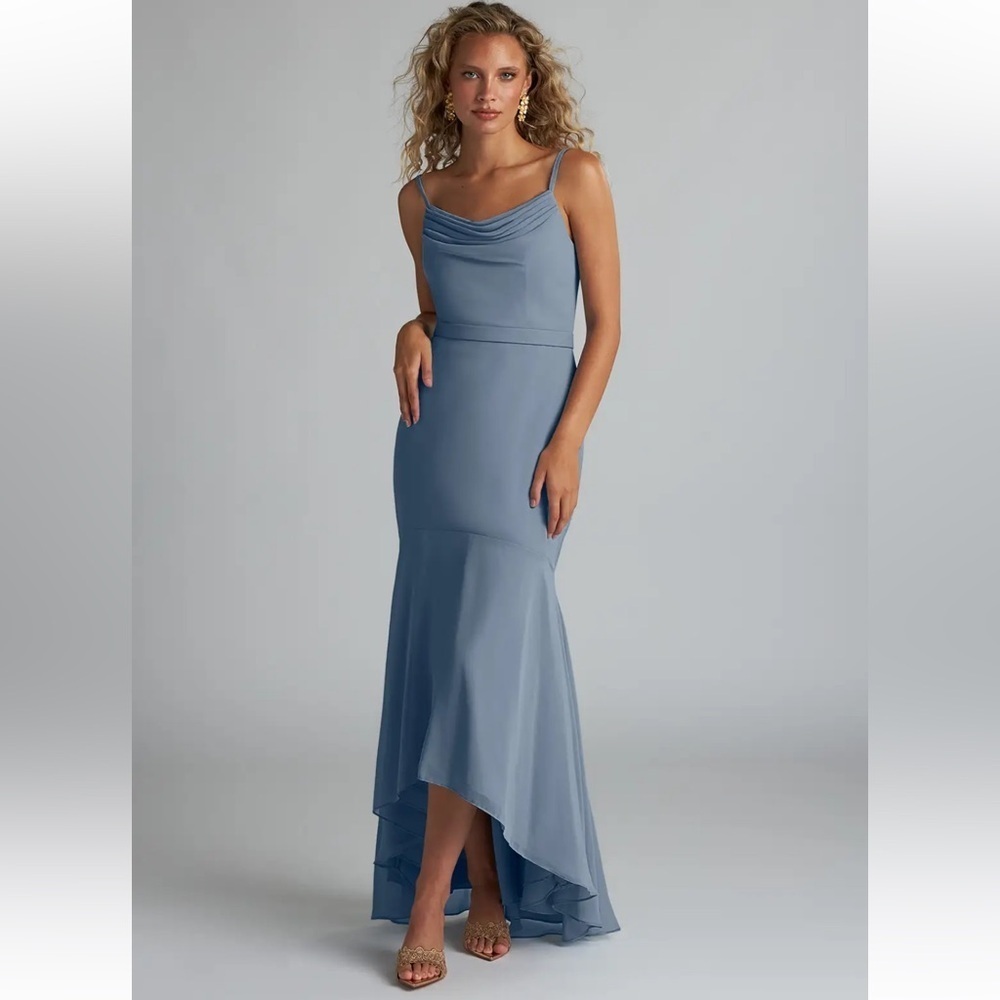 Azazie Summer Mermaid High-Low Dress – Dusty Blue (Twilight), 24W, NWT